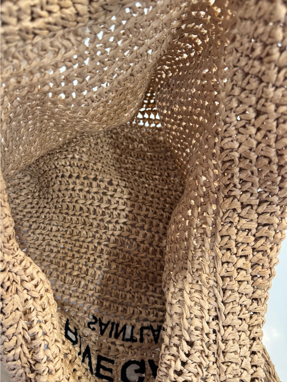 AUTHENTIC Saint Laurent Rive Gauche Embroidered Raffia Tote Shoulder Bag - Picture 5 of 9
